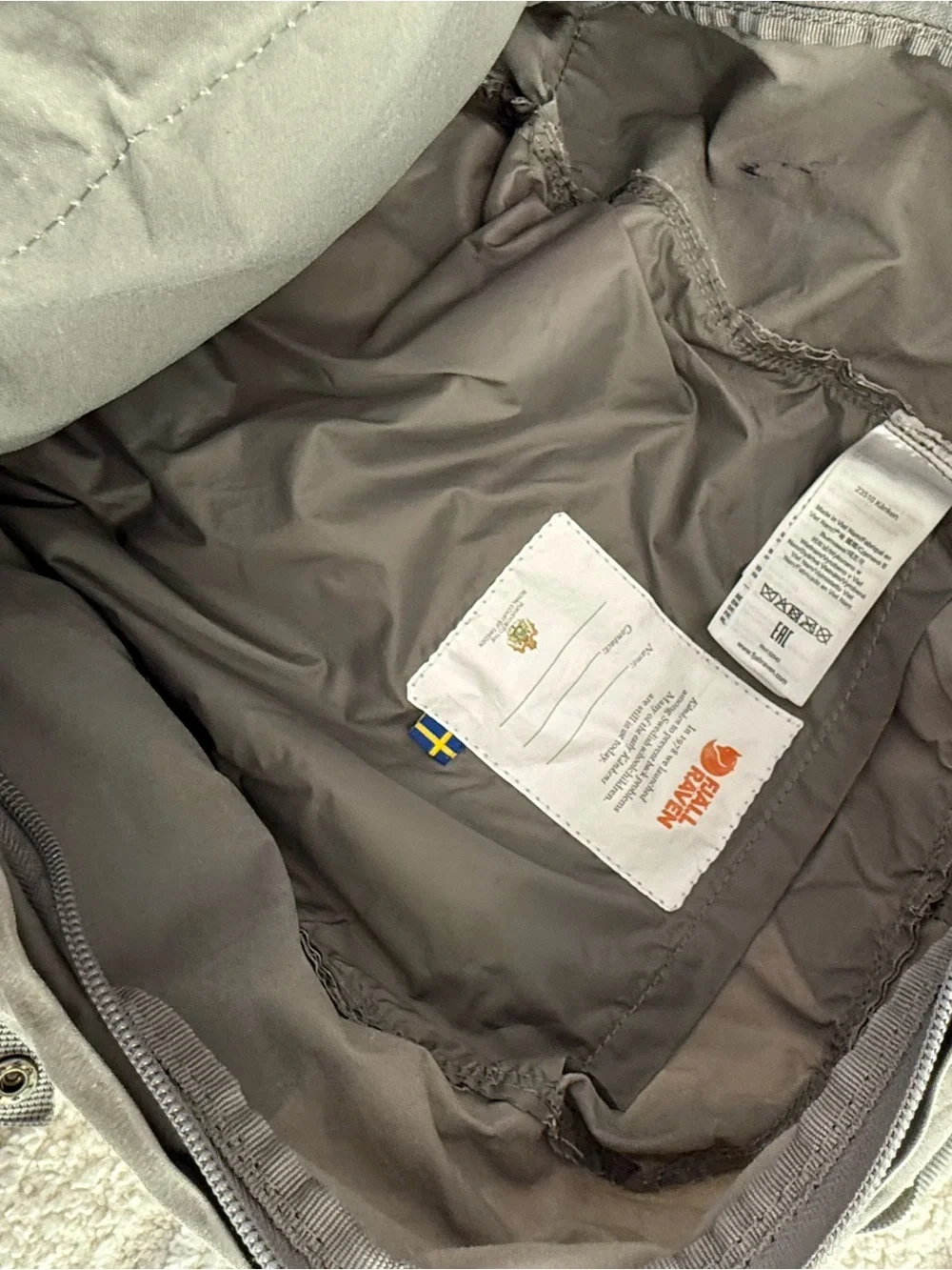 Fjallraven Kanken Classic Backpack in Gray with Red Logo